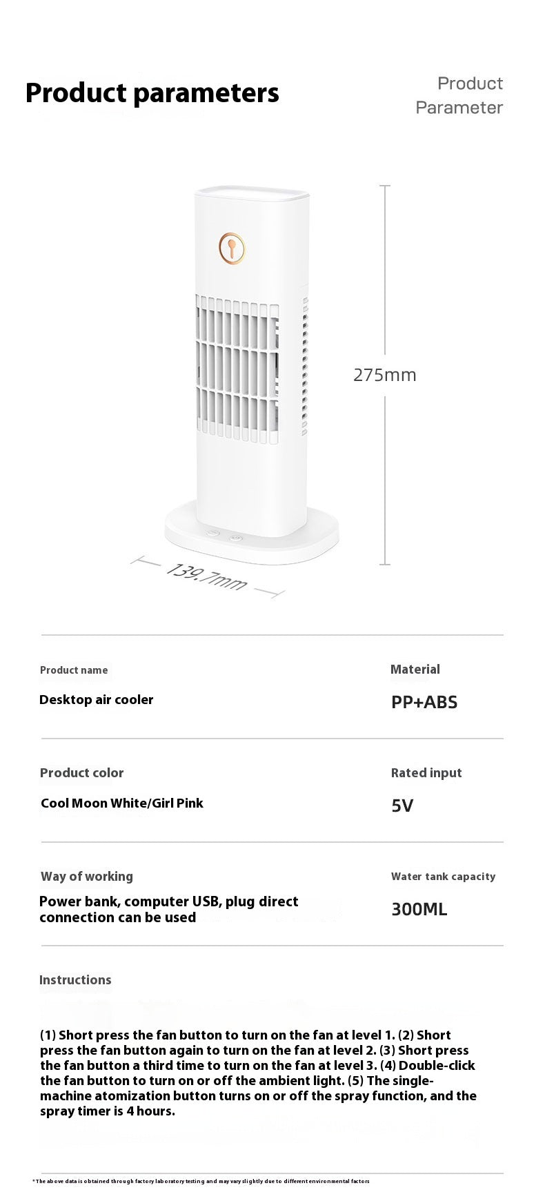 Mini Air Conditioner Fan with LED Light